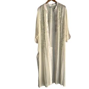 t-Rose Kimono High Chinese Collar Floral Ribbon Embroidered Size 2X